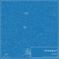 Blueprint US city map of Granger, Texas.