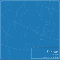 Blueprint US city map of Energy, Texas.