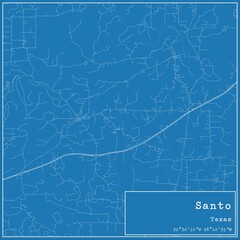 Blueprint US city map of Santo, Texas.