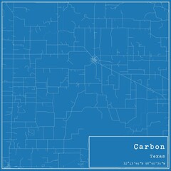 Blueprint US city map of Carbon, Texas.