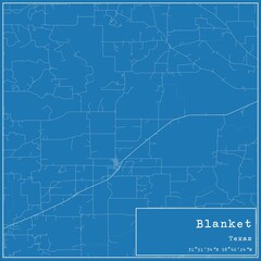 Blueprint US city map of Blanket, Texas.