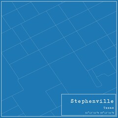 Blueprint US city map of Stephenville, Texas.