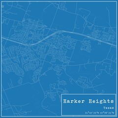Blueprint US city map of Harker Heights, Texas.