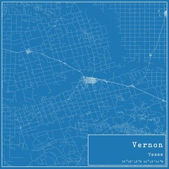 Blueprint US city map of Vernon, Texas.