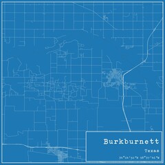 Blueprint US city map of Burkburnett, Texas.
