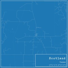 Fototapeta premium Blueprint US city map of Scotland, Texas.