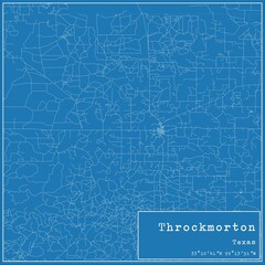 Blueprint US city map of Throckmorton, Texas.