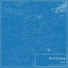 Blueprint US city map of Holliday, Texas. - obrazy, fototapety, plakaty
