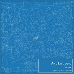 Blueprint US city map of Jacksboro, Texas.