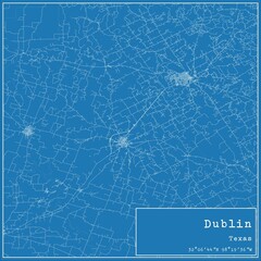 Blueprint US city map of Dublin, Texas.