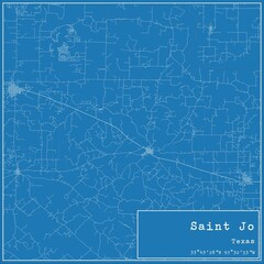 Fototapeta premium Blueprint US city map of Saint Jo, Texas.