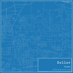 Blueprint US city map of Keller, Texas.