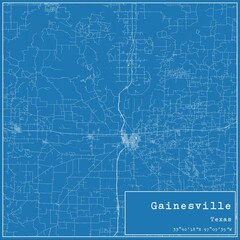 Blueprint US city map of Gainesville, Texas.