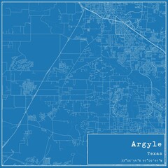 Blueprint US city map of Argyle, Texas.
