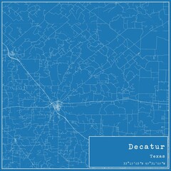 Blueprint US city map of Decatur, Texas.