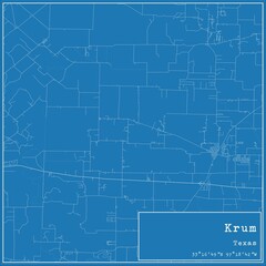 Fototapeta premium Blueprint US city map of Krum, Texas.
