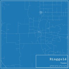 Blueprint US city map of Ringgold, Texas.
