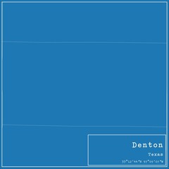 Obraz premium Blueprint US city map of Denton, Texas.