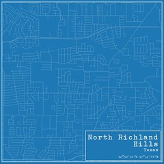 Blueprint US city map of North Richland Hills, Texas.