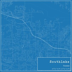 Blueprint US city map of Southlake, Texas.
