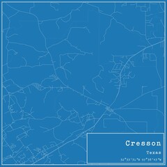 Blueprint US city map of Cresson, Texas.