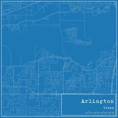 Blueprint US city map of Arlington, Texas.
