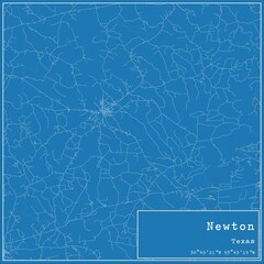 Blueprint US city map of Newton, Texas.