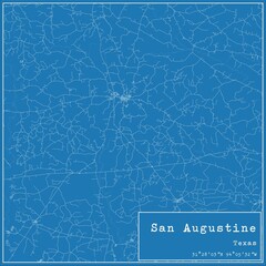 Blueprint US city map of San Augustine, Texas.