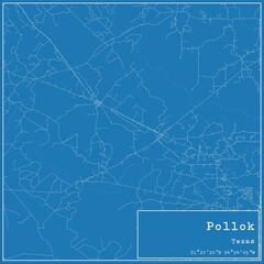 Blueprint US city map of Pollok, Texas.
