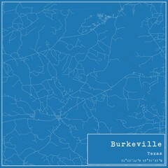 Blueprint US city map of Burkeville, Texas.