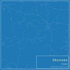 Blueprint US city map of Chireno, Texas.