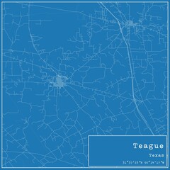 Obraz premium Blueprint US city map of Teague, Texas.
