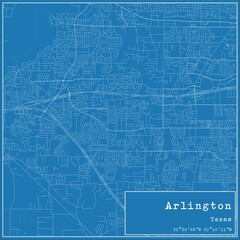 Blueprint US city map of Arlington, Texas.