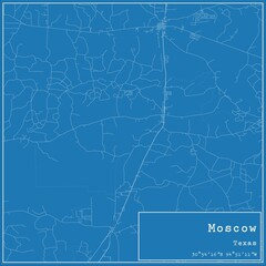 Fototapeta premium Blueprint US city map of Moscow, Texas.