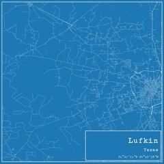 Blueprint US city map of Lufkin, Texas.