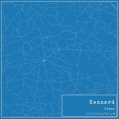 Blueprint US city map of Kennard, Texas.