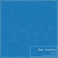 Blueprint US city map of New London, Texas.