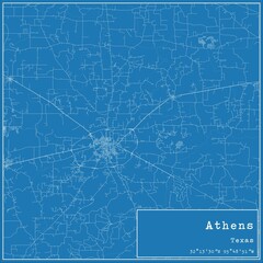 Blueprint US city map of Athens, Texas.