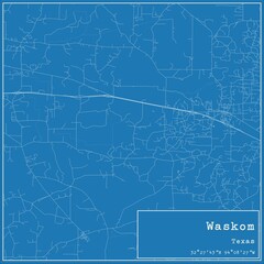 Blueprint US city map of Waskom, Texas.