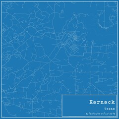 Blueprint US city map of Karnack, Texas.