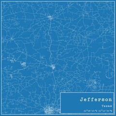 Blueprint US city map of Jefferson, Texas.