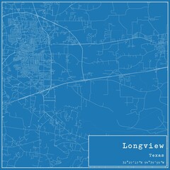 Blueprint US city map of Longview, Texas.