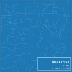 Obraz premium Blueprint US city map of Marietta, Texas.