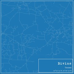 Blueprint US city map of Bivins, Texas.