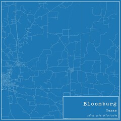 Blueprint US city map of Bloomburg, Texas.