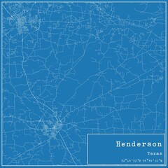 Blueprint US city map of Henderson, Texas.