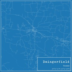 Fototapeta premium Blueprint US city map of Daingerfield, Texas.