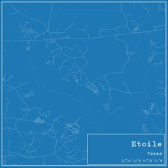 Blueprint US city map of Etoile, Texas.