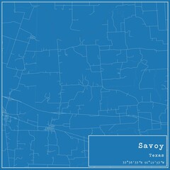 Obraz premium Blueprint US city map of Savoy, Texas.