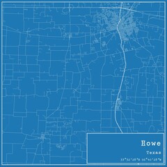 Blueprint US city map of Howe, Texas.
